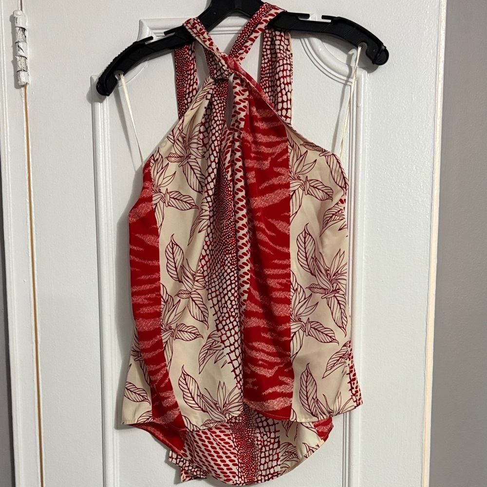 Keyhole Print Halter Top BANANA REPUBLIC